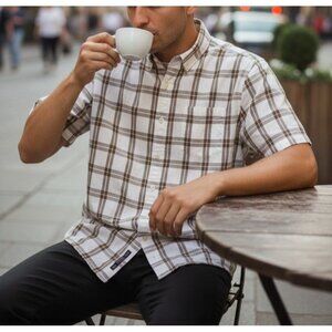 Chaps Mens Performance Easy Care Plaid Shirt L /24 x31”
